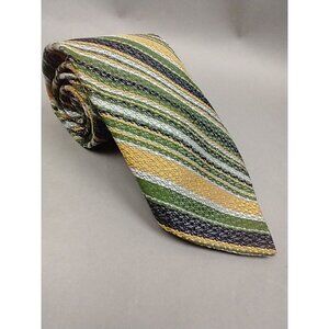 Vtg 70s Damon Tie Mens Necktie Wide Disco Mod Avacado Green Stripe Wide Repp